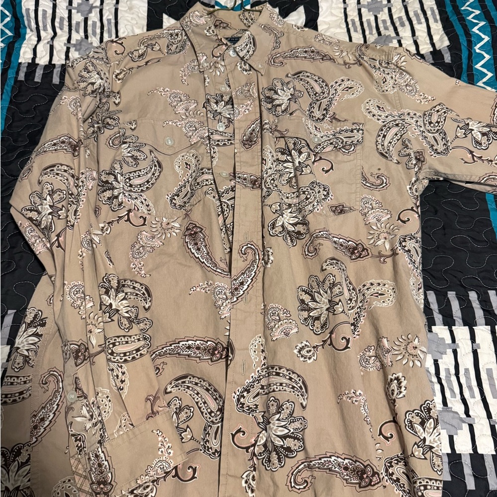 Roper Tan and Brown Paisley Shirt